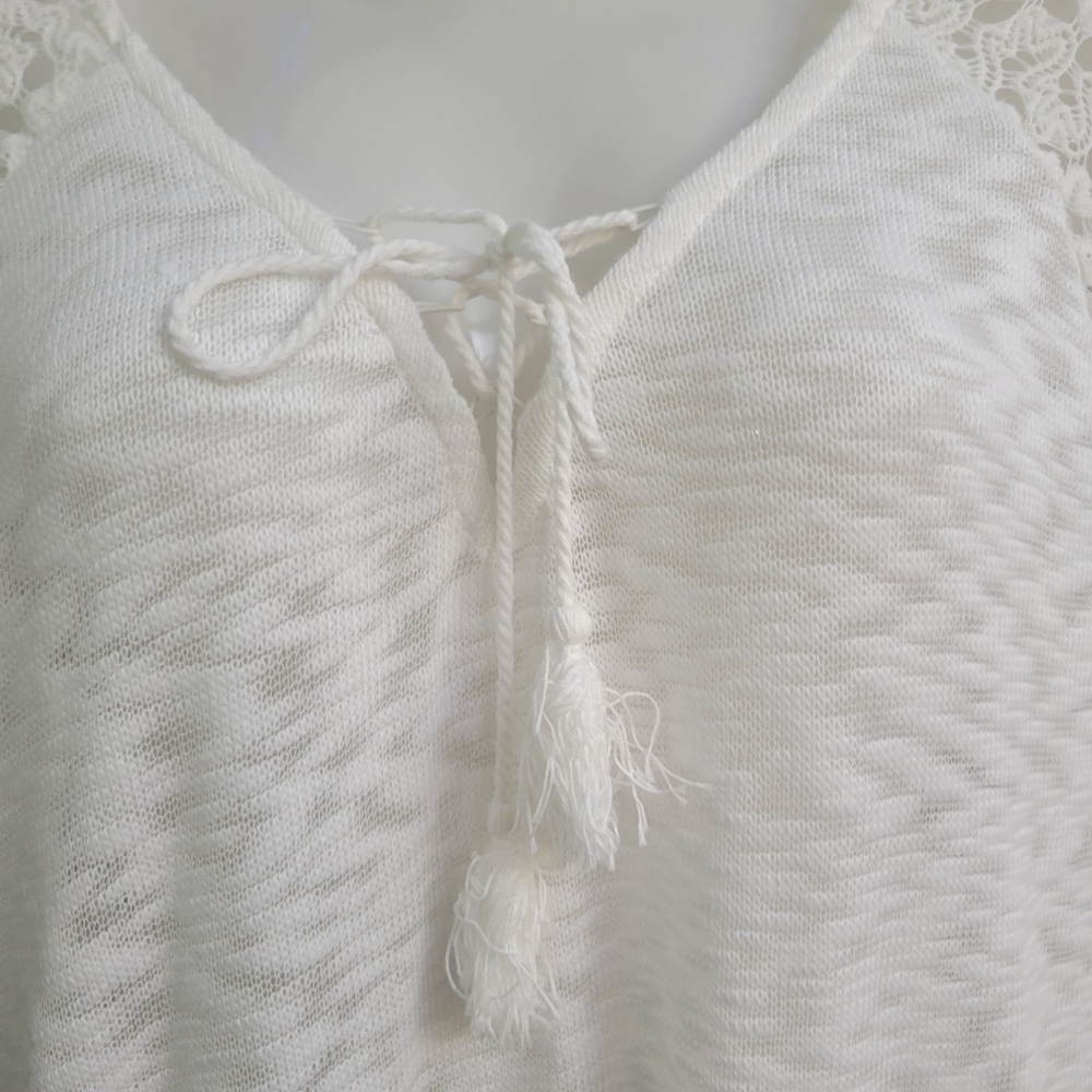 New Directions XL Lightweight Sheer Knit Swimsuit cover up Long Sleeve White - Picture 5 of 11